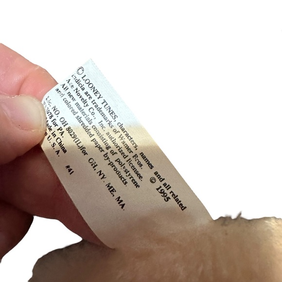 Looney Tunes 1995 Porky Pig That's All Folk's Plush Stuffed Leather Jacket - Picture 10 of 11